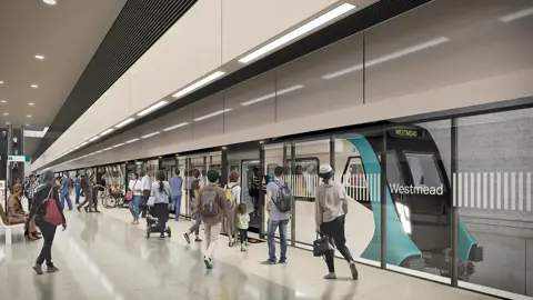 Metro with pedestrians about to go in