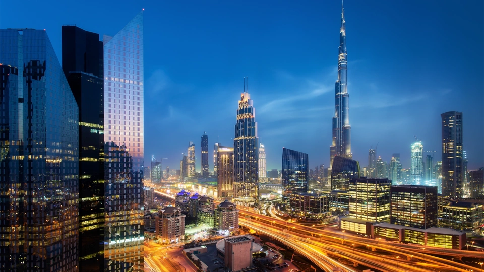 Middle East skyline at night
