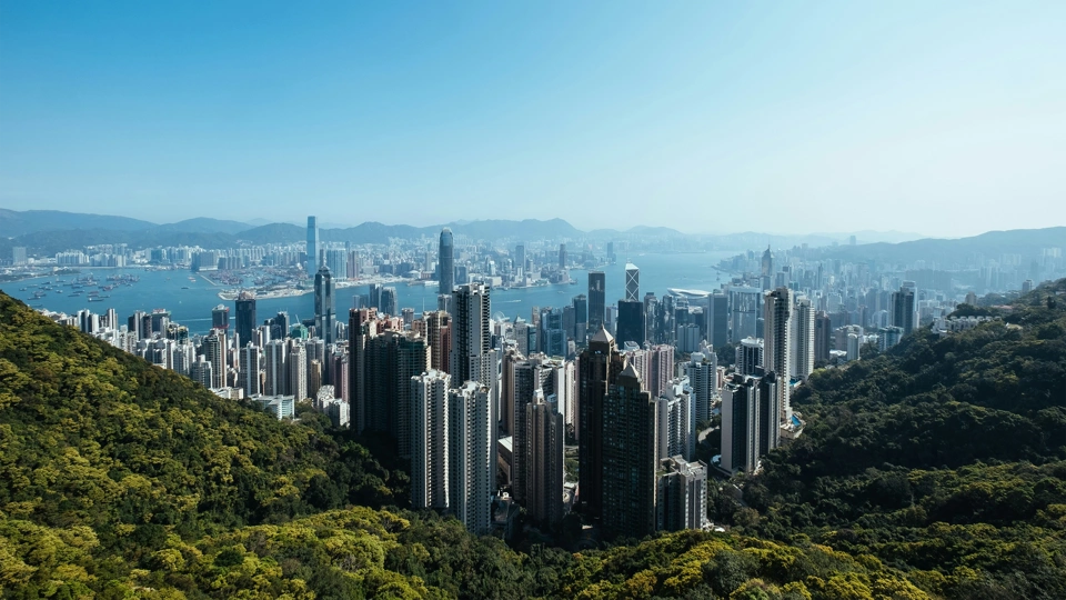 Hong Kong skyline of skyscraper buildings