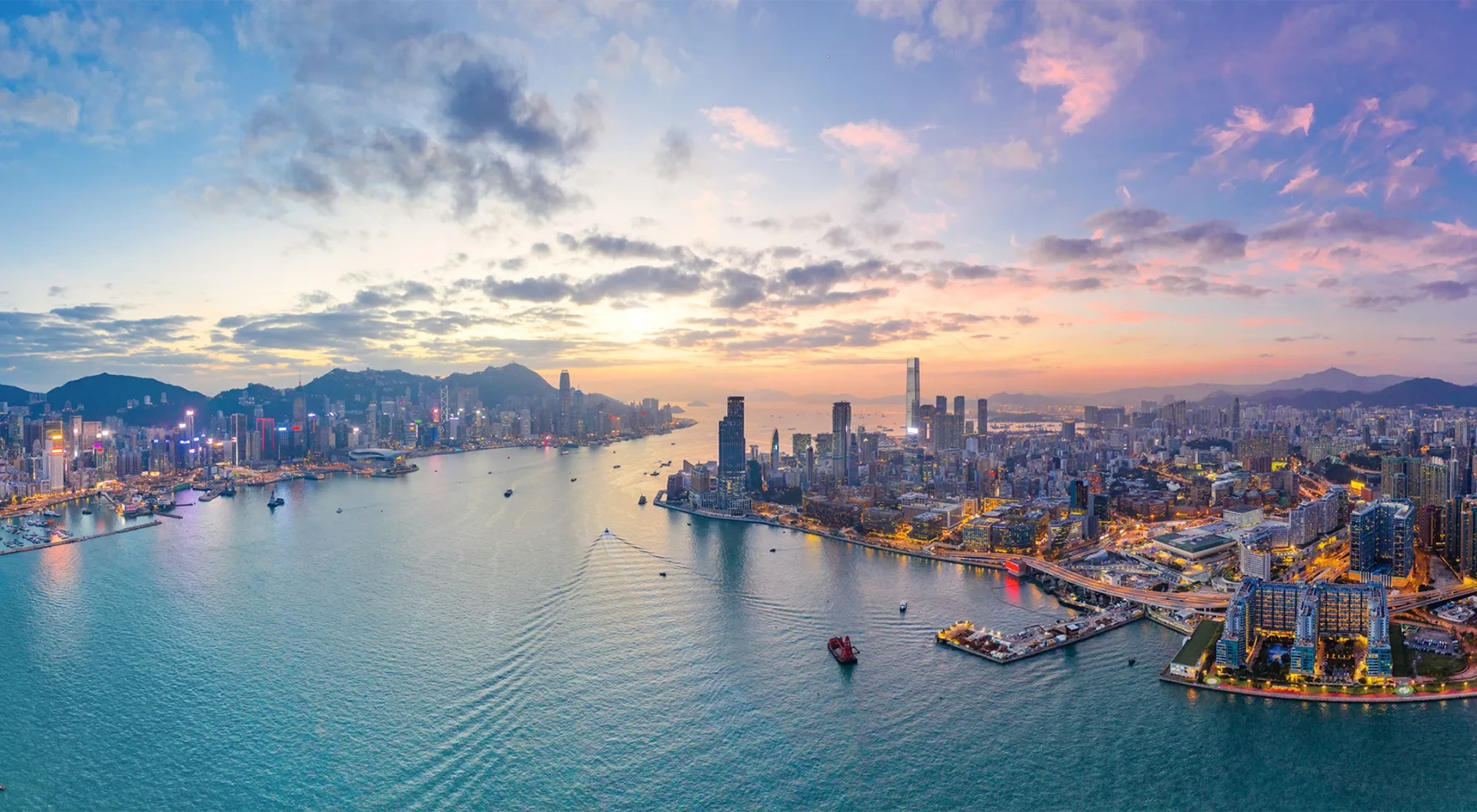 Sunset of Victoria Harbour, Hong Kong