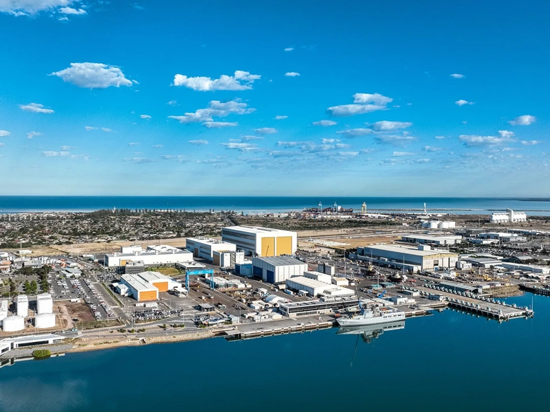 Ariel view of Osborne Naval Shipyard in South Australia