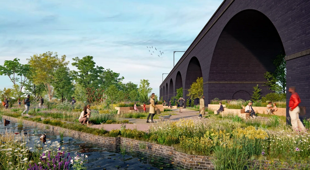 Rendering of Wolverhampton's Green Innovation Corridor redevelopment, UK