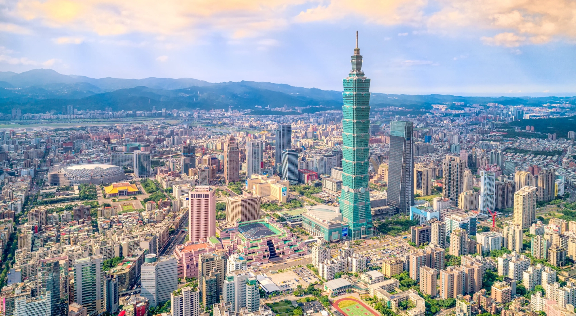 Aerial view of cityscape at Taipei center district, Taiwan