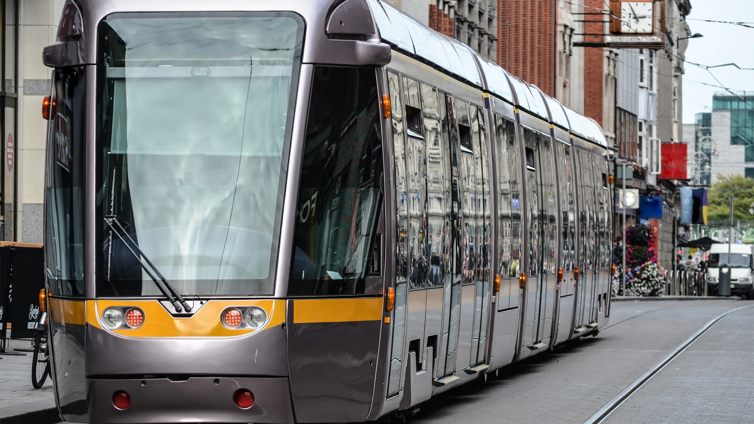 Dublin Luas-Light Rail Transit on the streets of Dubln, Ireland.