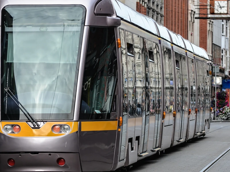 Dublin Luas-Light Rail Transit on the streets of Dubln, Ireland.