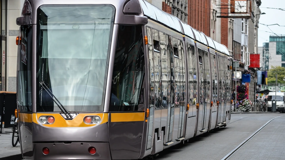 Dublin Luas-Light Rail Transit on the streets of Dubln, Ireland.