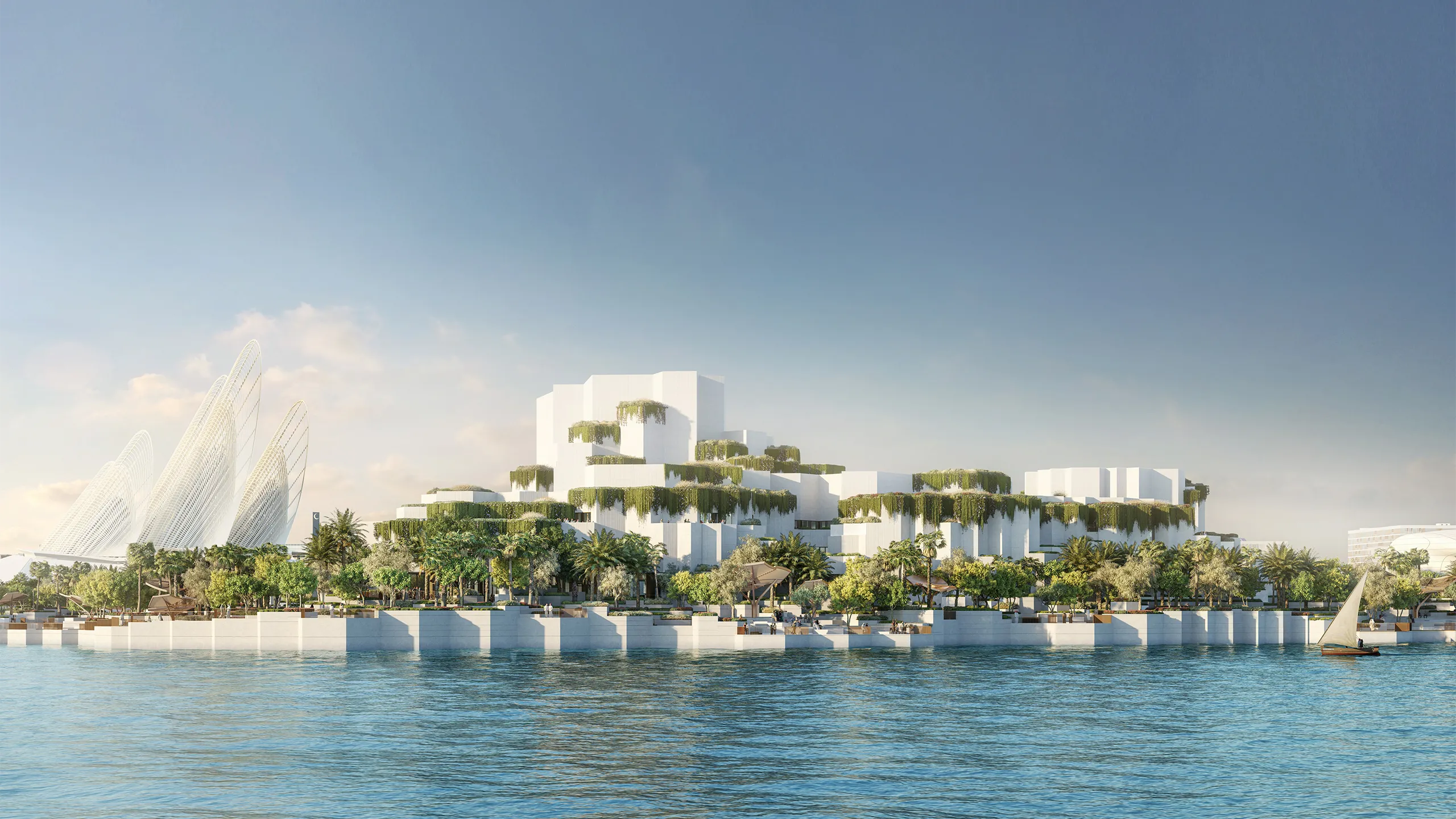 Water front view of the Natural History Museum Abu Dhabi, UAE 