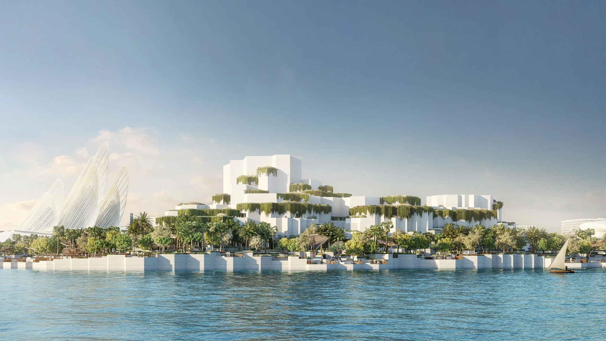 Water front view of the Natural History Museum Abu Dhabi, UAE