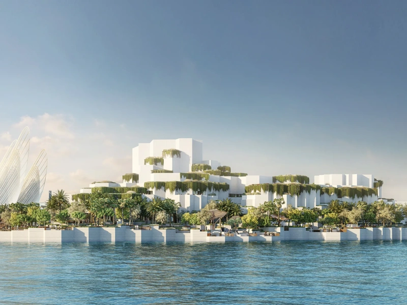 Water front view of the Natural History Museum Abu Dhabi, UAE