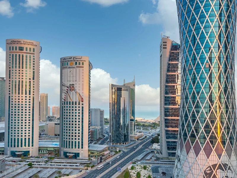 High rise glass skyscrapers in Qatar
