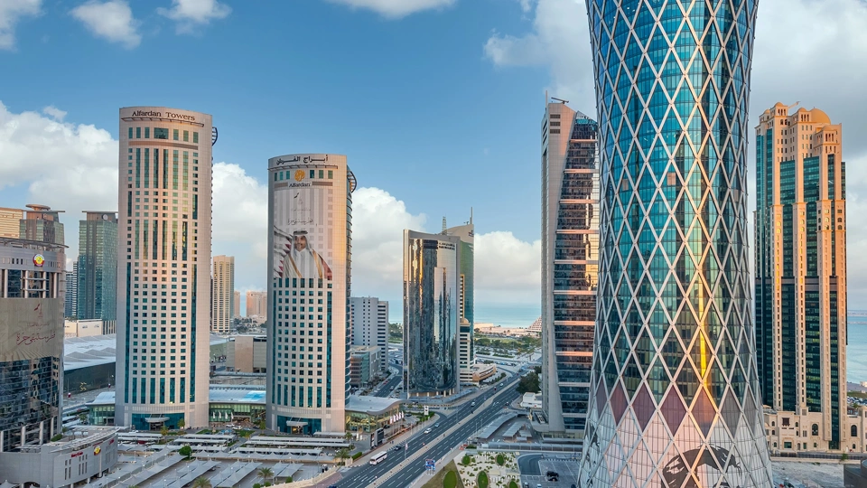 High rise glass skyscrapers in Qatar
