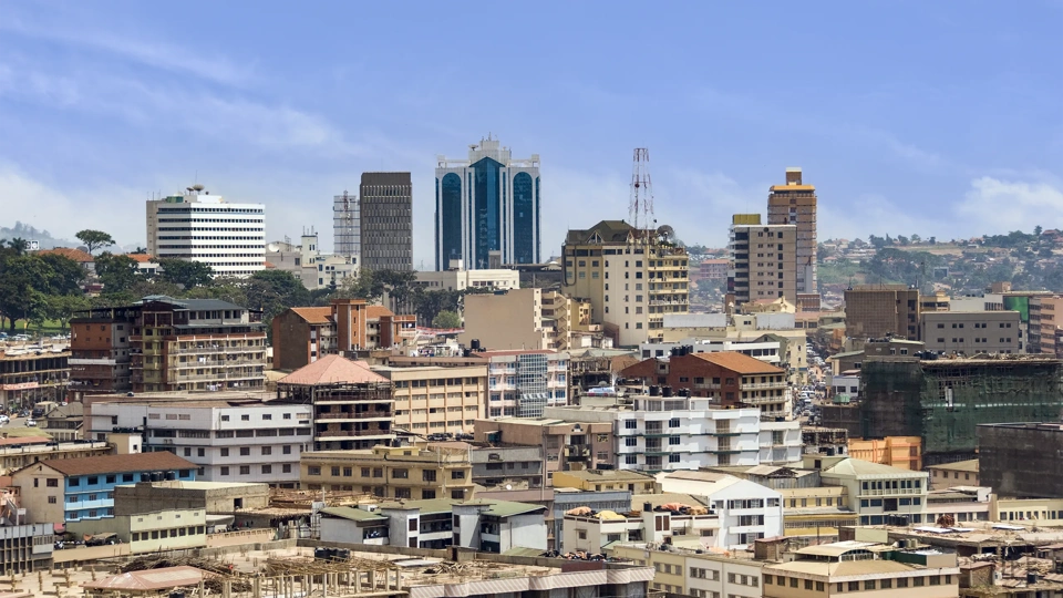 Aerial view over Kampala, Uganda