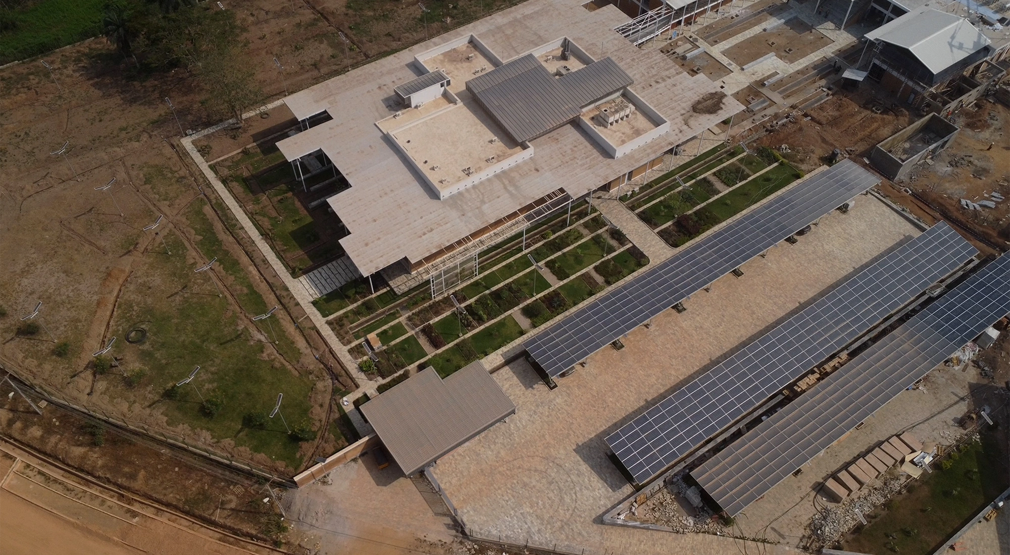Aerial view of a building under construction