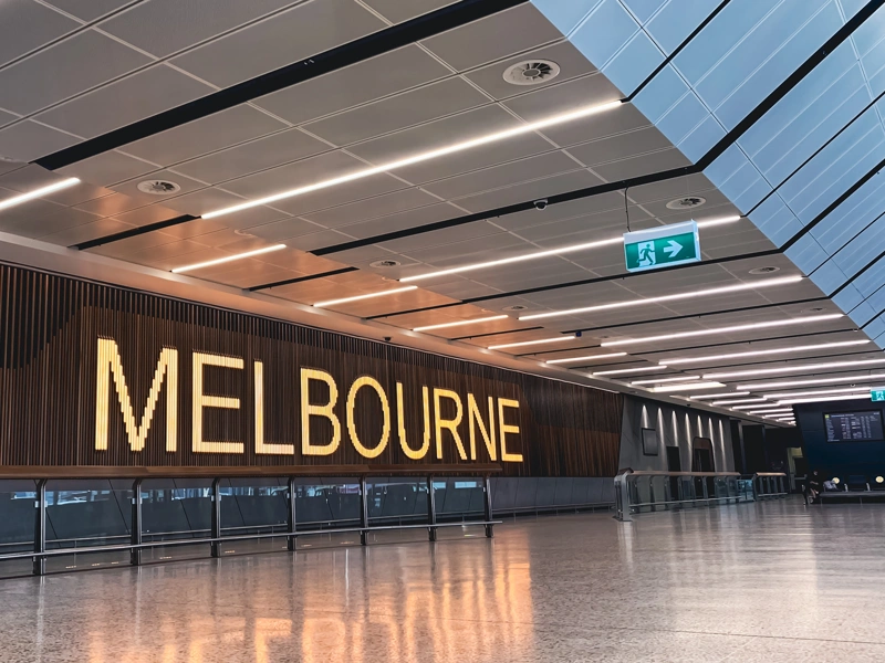 Image of the Melbourne Airport from the inside