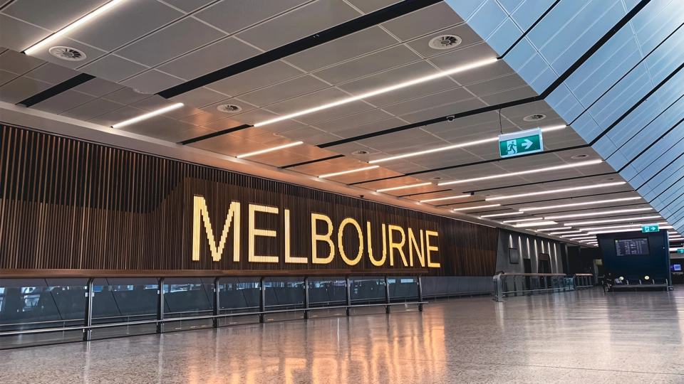 Image of the Melbourne Airport from the inside