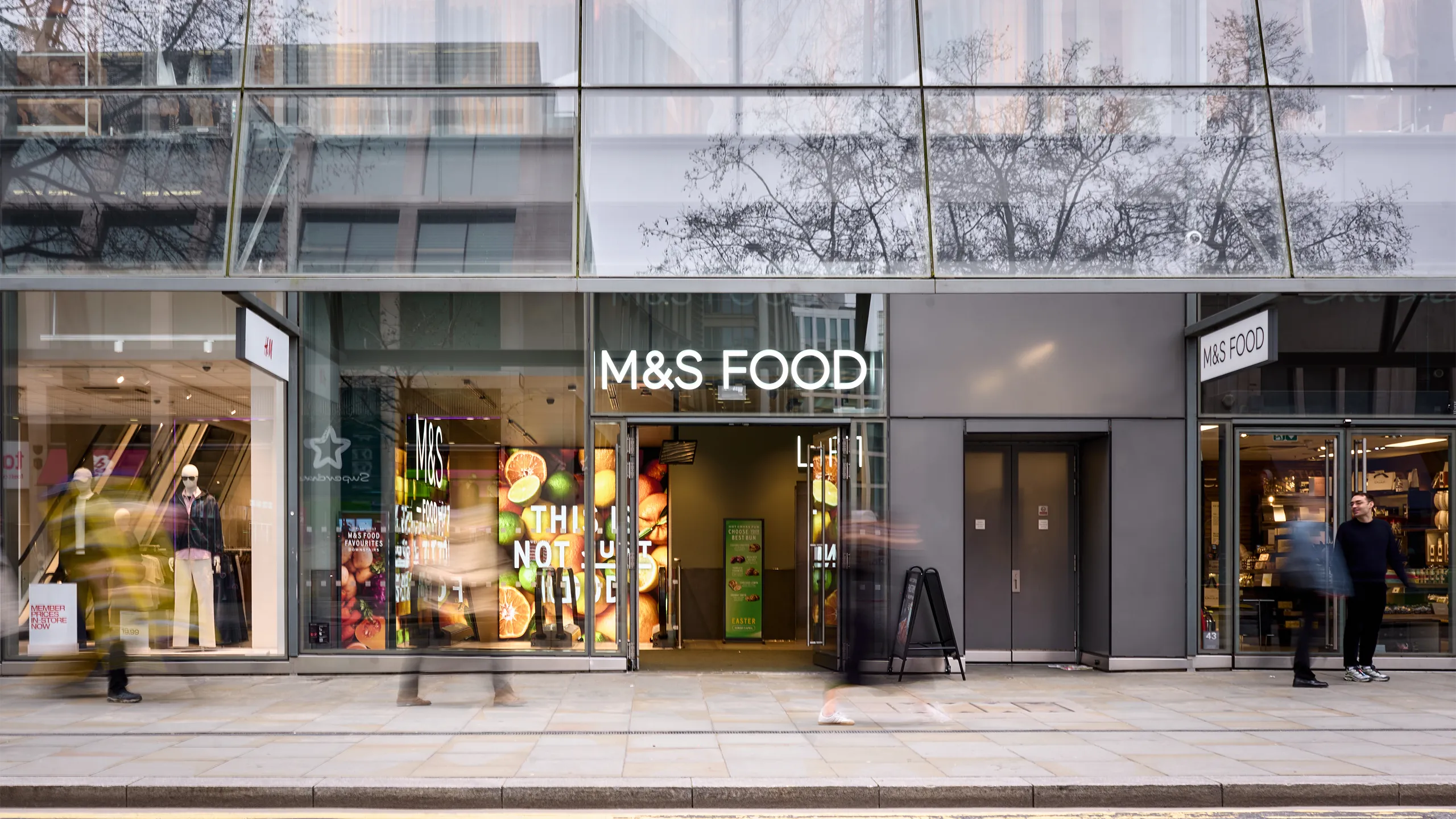 A branch of the British chain of department stores Marks & Spencer (M&S) in the High Street in One new chnage