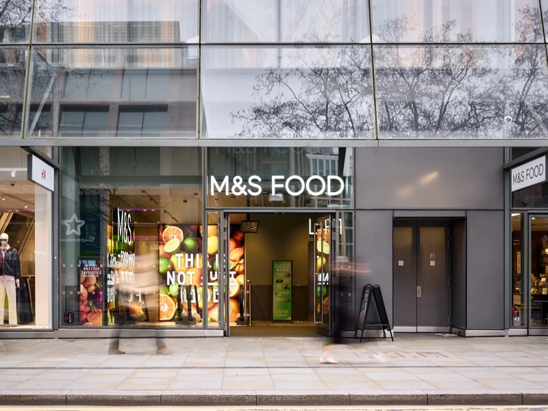 A branch of the British chain of department stores Marks & Spencer (M&S) in the High Street in One new chnage