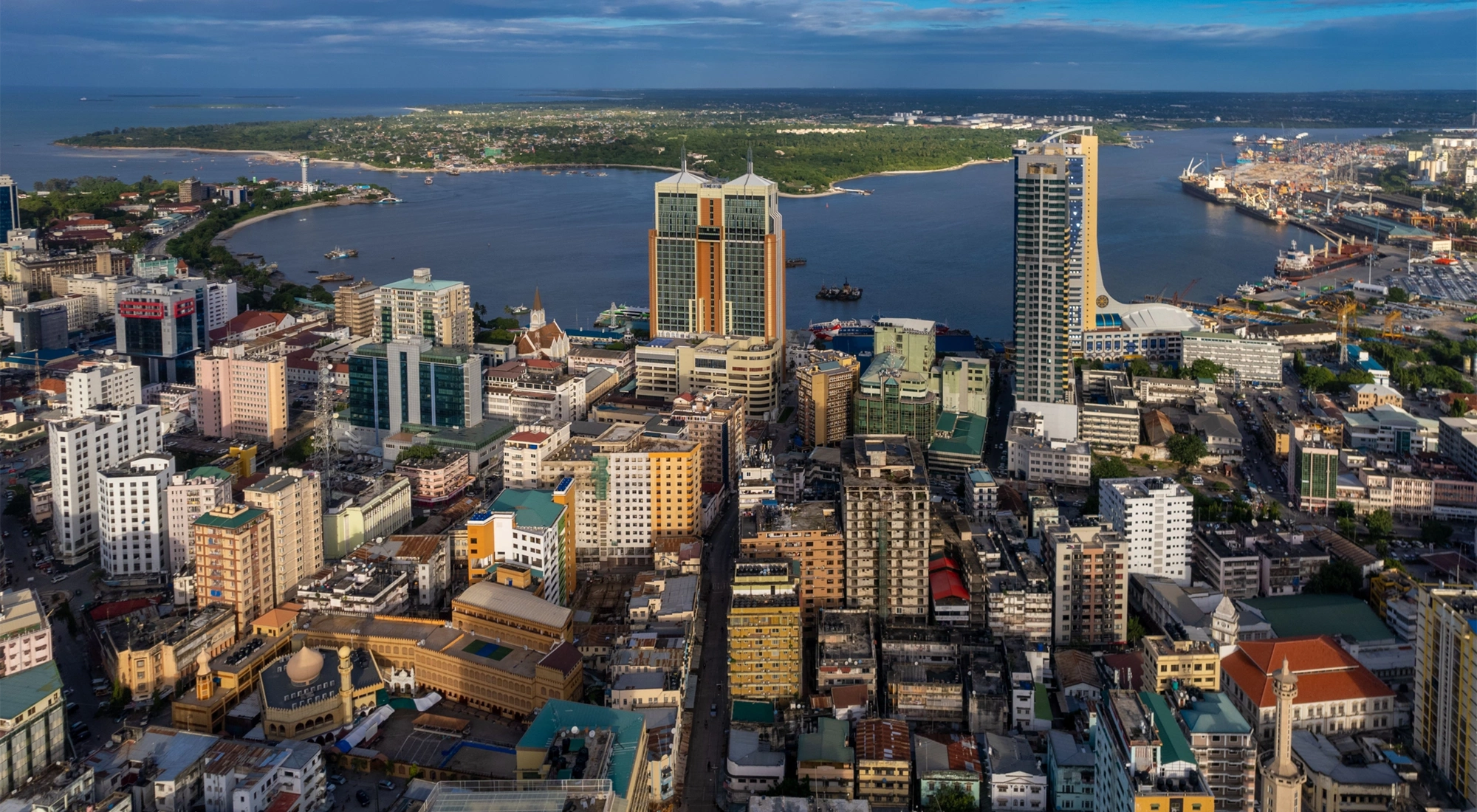 Aerial view of Dar es Salaam city in Tanzania