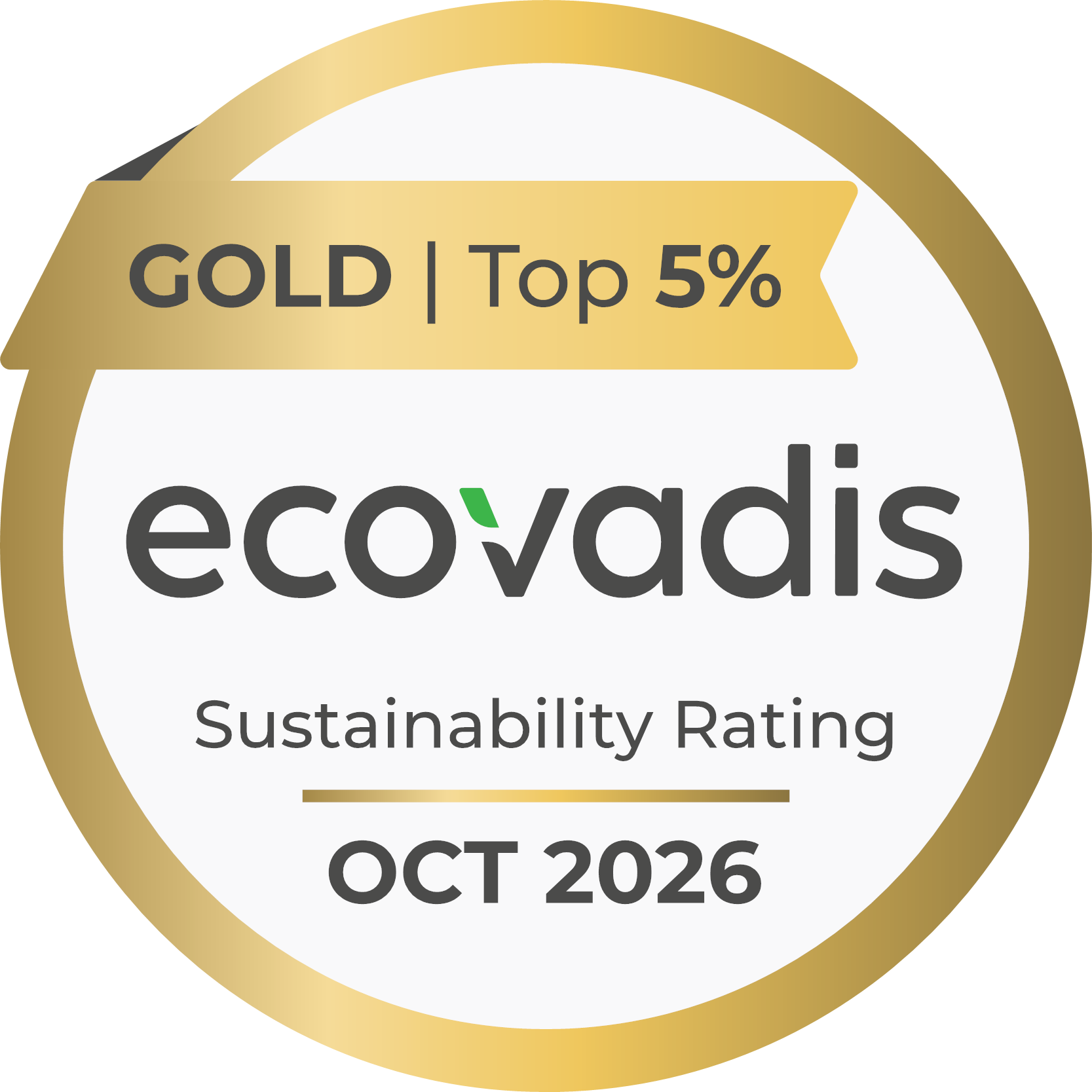 An emblem showing Ecovadis 2026 Goldstatus