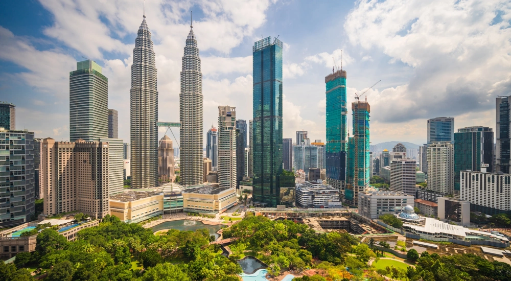 Skyscape of Kuala Lumpur city centre with high rise buildings