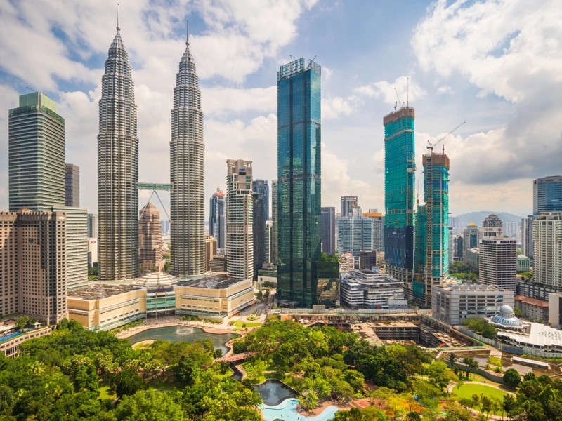 Skyscape of Kuala Lumpur city centre with high rise buildings