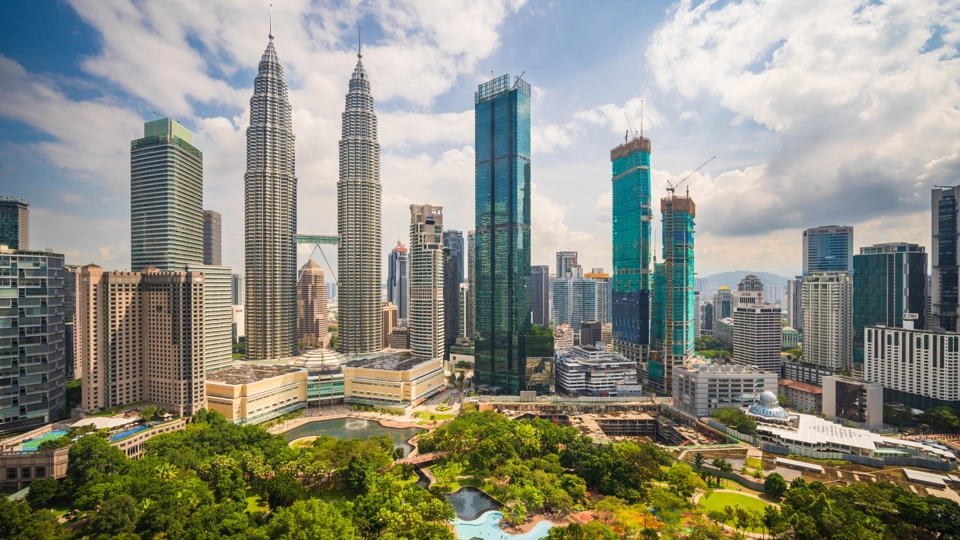 Skyscape of Kuala Lumpur city centre with high rise buildings
