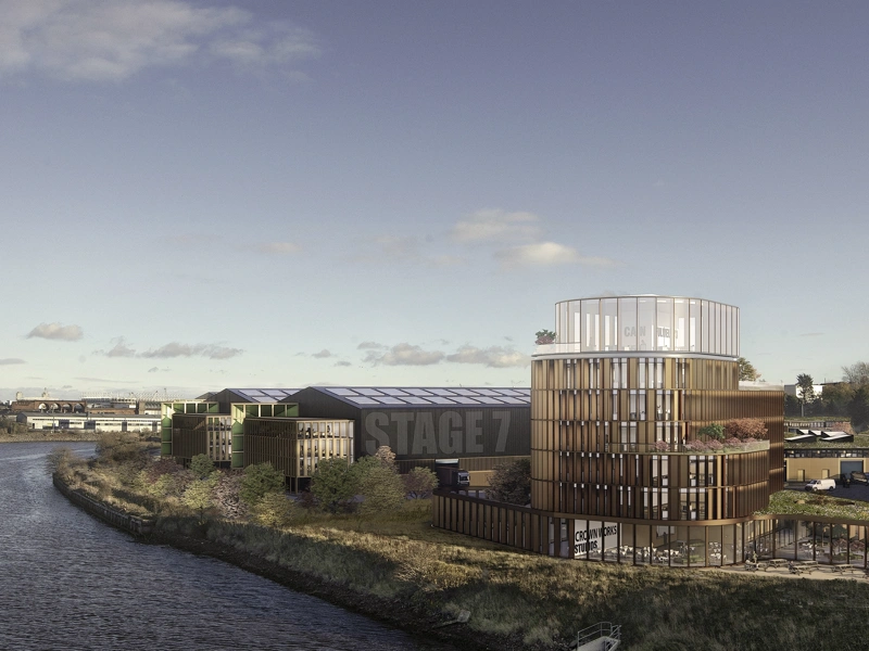 Aerial shot of film studio