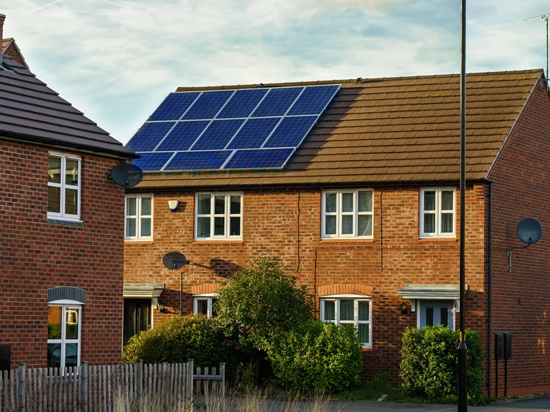 UK house with solar panels