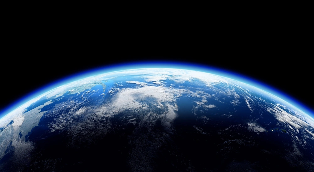 Earth illuminated in the night sky