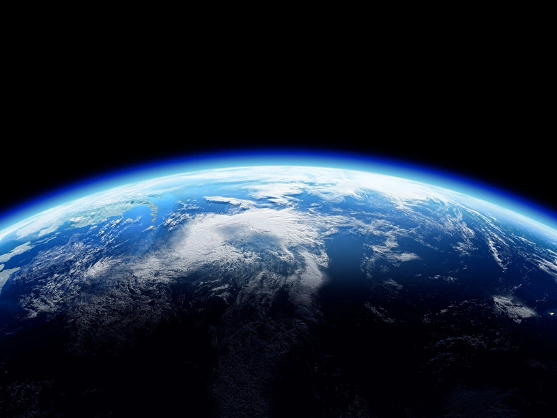 Earth illuminated in the night sky