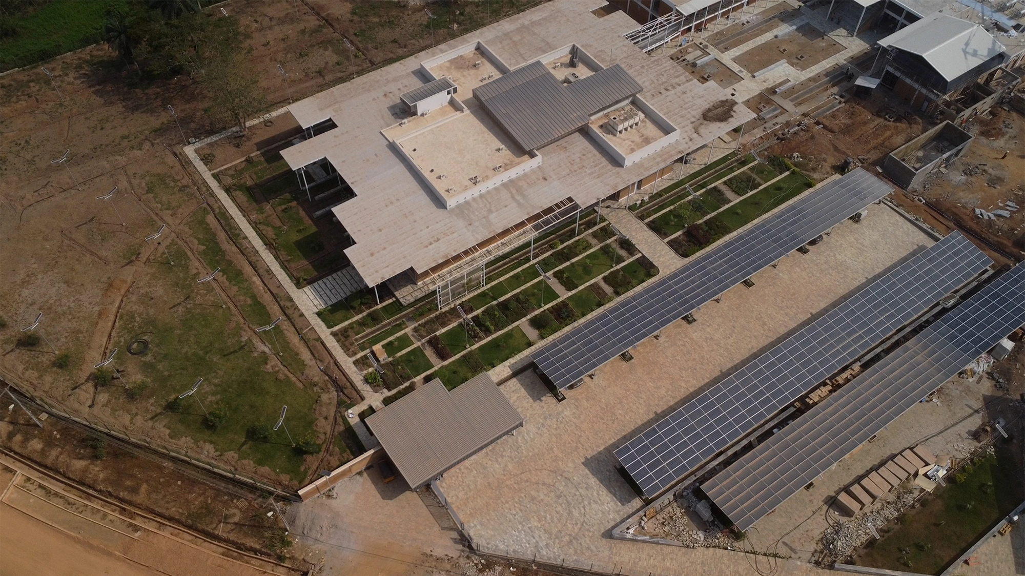 Aerial view of a building under construction