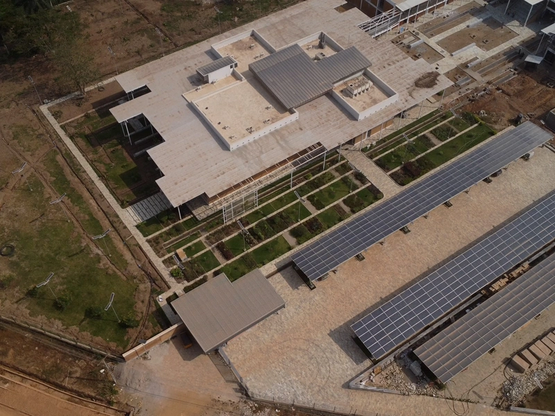 Aerial view of a building under construction