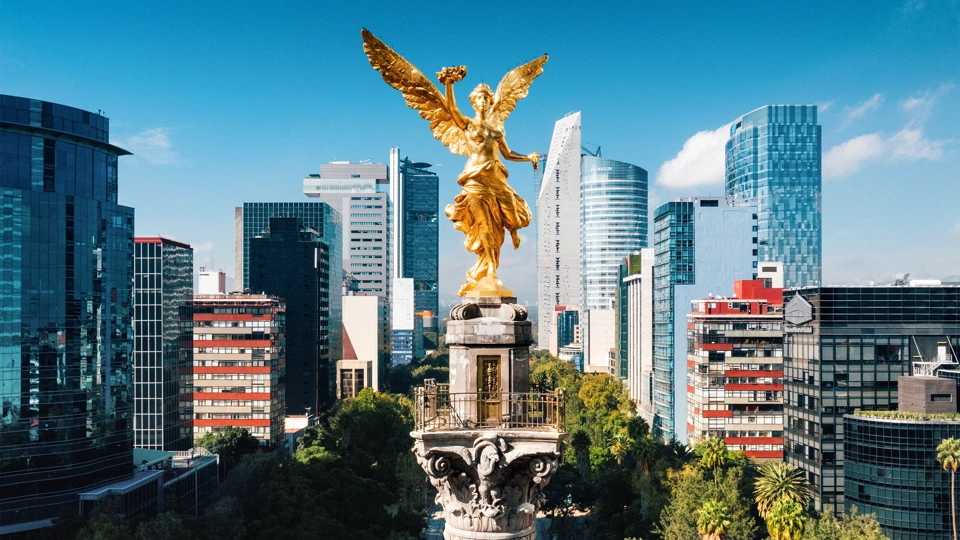 Aerial view of Independence Monument Mexico City