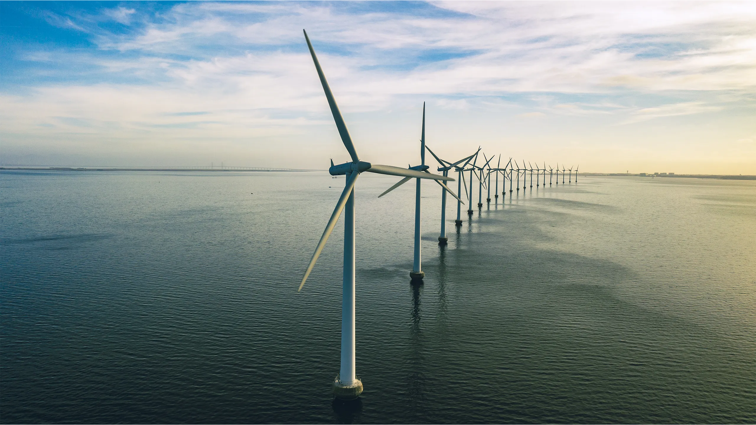 These wind turbines were some of the first of shore in Denmark. They are located on "Middelgrunden" a few kilometers outside Copenhagen