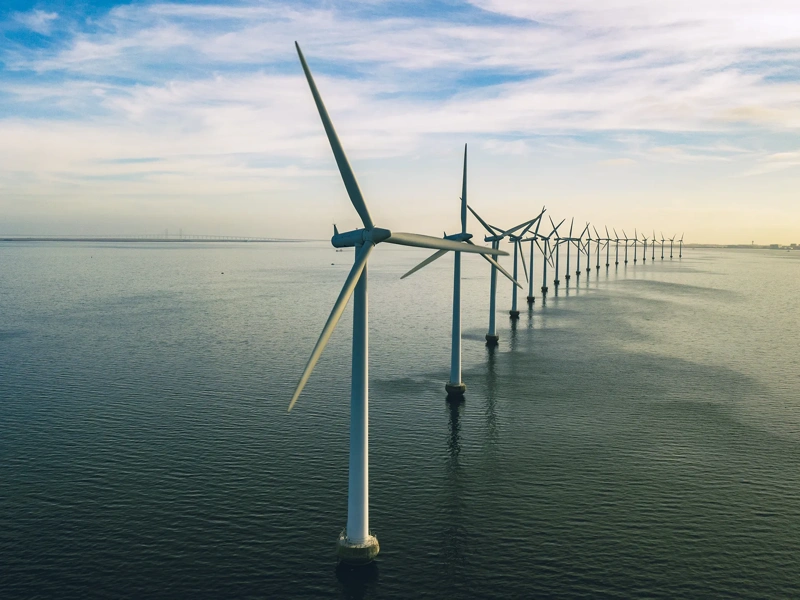 These wind turbines were some of the first of shore in Denmark. They are located on "Middelgrunden" a few kilometers outside Copenhagen