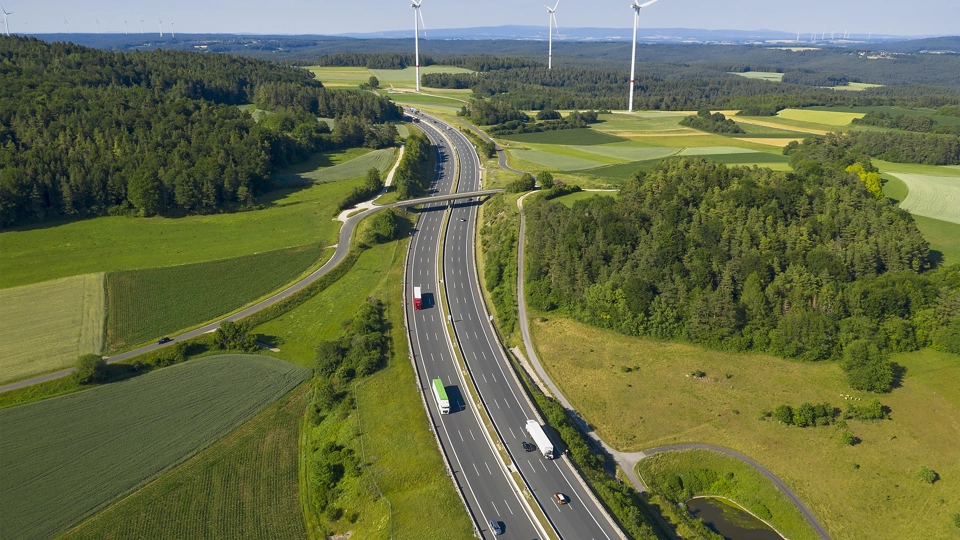 Aerial view of motorway